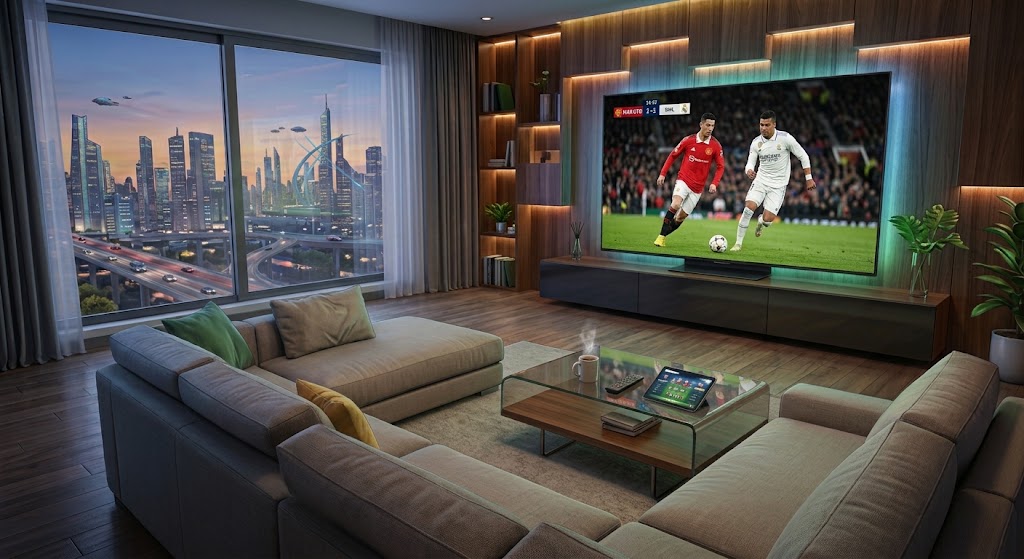 Melhor IPTV para assistir esportes: Imagem vibrante mostrando a emoção de transmissões esportivas ao vivo via IPTV.